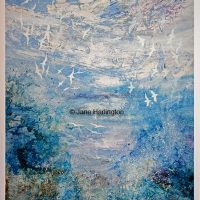 print - jane harlington - seabirds and ocean around st. kilda